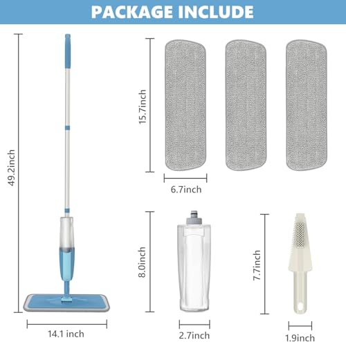 Wischmopp mit Sprühfunktion Bodenwischer mit Sprühfunktion Wischmopp mit 3 Waschbaren...