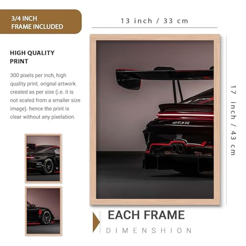 Image of TASVEE Car wall posters | set of 3 wall frames | posters for wall | Wall Decoration for Bedroom, Living Room & Office | Best Gift for Boys & Car Lovers (A2, LARGE 13X17, Framed)