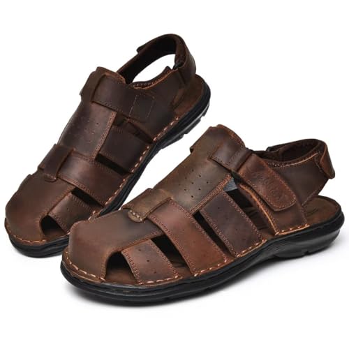 Image of Arkbird Men's Sandals, Closed Toe Leather Fisherman Outdoor Hiking Sport Shoes Summer
