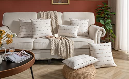Caflife Boho Throw Pillow Covers 12X20 Inches Beige And Natural, Set Of 2 Modern Farmhouse Decorative Pillow Covers For Couch Bed, Living Room #TOP2
