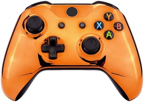eXtremeRate Chrome Orange Edition Front Housing Shell Faceplate for Xbox One S & Xbox One X Controller (Model 1708)