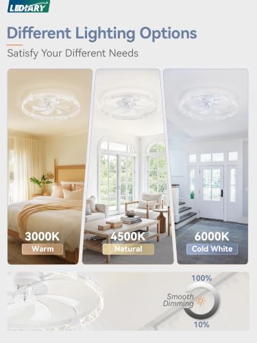 Image of LEDIARY 30 Inch Ceiling Fans with Lights White