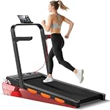 Foldable Walking Pad with Incline 15%, Under Desk Treadmill with Handle