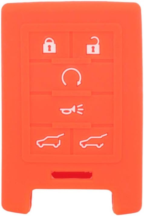 SEGADEN Silicone Cover Protector Case Holder Skin Jacket Compatible with CADILLAC Escalade 6 Button Smart Remote Key Fob CV4774 Orange