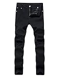 Enrica Men's Ripped Skinny Destroyed Holes Jeans Slim Fit Denim Pants,102 Black,32