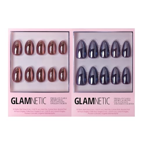 Glamnetic Press-On Nails Bundle - Magnetic Moscow & Burgundy Chrome