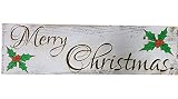Christmas Engraved Sign on Reclaimed Wood (White, Merry Christmas)