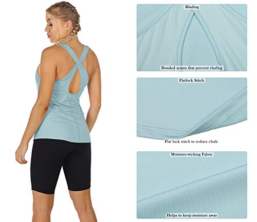 icyzone Damen Sport Tops Yoga Tanktop, 2er Pack Nahtlos Training Shirt Gym Oberteile - Image 6