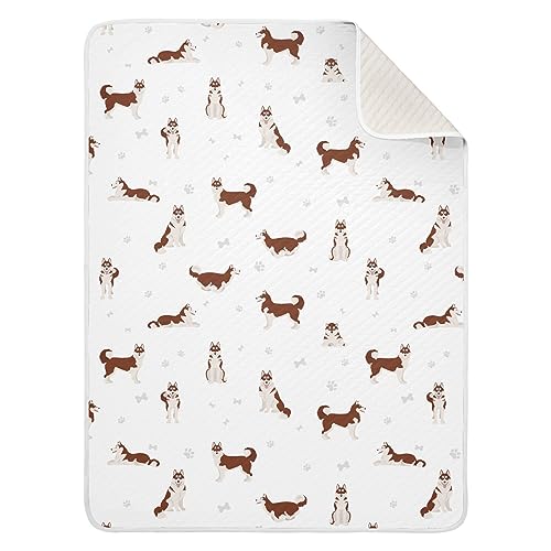Image of Swaddle Blanket for Siberian Husky Dogs Baby Receiving Blanket Muslin Baby Swaddles Soft Cotton Breathable Nursery Blankets for Unisex Boys and Girls 30x40 Inch