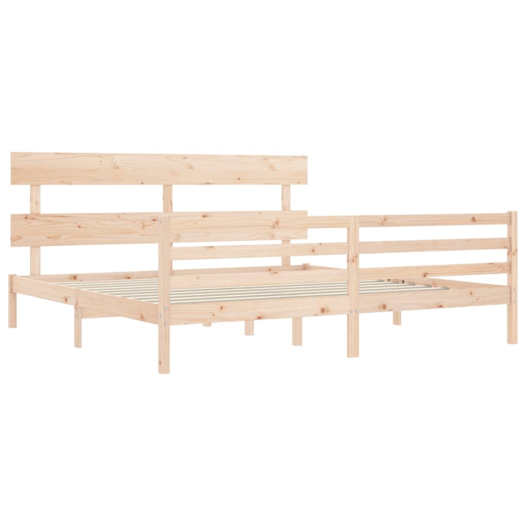 Massiv Kiefernholz Seniorengerecht Sitzhöhe 45 cm Braun 75 x 190 cm | Seniorenbett mit Kopfteil Massivholz Kiefer 80x195 cm Sitzhöhe 45 cm hohe Stauraum Bettgestell