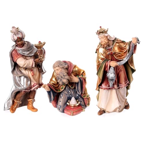 Holyart King Magi Nativity Scene Mahlknecht Painted Wood 12 cm Val Gardena