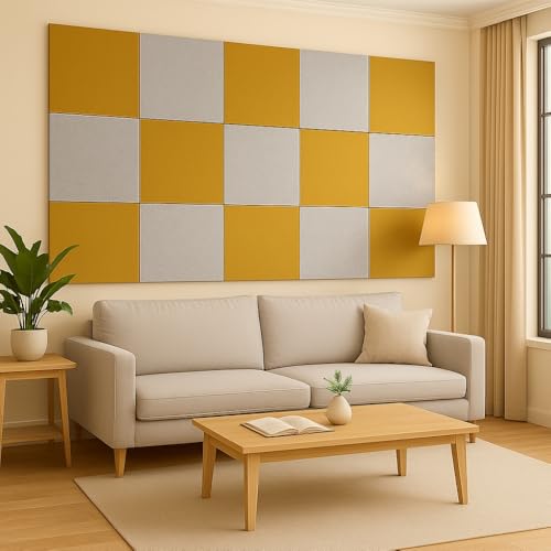 Image of MMT Acoustix Premium Felt Acoustic Panels for Offices, Bedrooms & Studios | Sustainable PET Felt Panels for Echo Reduction & Sound Absorption | 1x1 Ft, 9mm Thick | Harvest Exceptional - Pack of 16