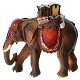  Holyart eléphant avec Selle et Nourriture crèche 9 cm résine