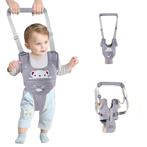 Baby Walking Harness Adjustable Handheld Kids Walker Helper Assistant Belt for Learning Walk Trainer Tool Walking Wing,Grey
