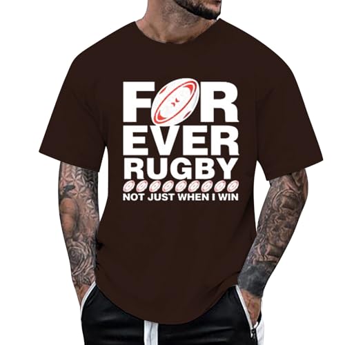 Camiseta de rugby para hombre americano, deportiva, regalo, camiseta vintage, jugador de rugby, deporte, retro, camiseta de rugby, reloj de látex, marrón, L