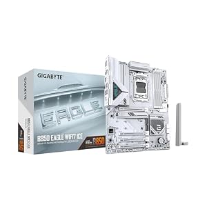 GIGABYTE B850 Eagle WIFI7 ICE AMD AM5 ATX Motherboard, Support AMD Ryzen 9000/8000/7000 Series, DDR5, 8+2+2 Power Phase, 3X M.2, PCIe 5.0, USB-C, WIFI7, 2.5GbE LAN, EZ-Latch, 3-Year Warranty