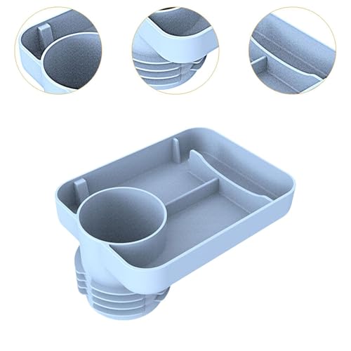 Image of Car Seat Cup Holder Snack Tray - Silicone Food Trays for Travel with Expandable Soft Rubber Base Fits Most Cup Holders Portable Accessories Essentials for Small Fruit, Toys Blue
