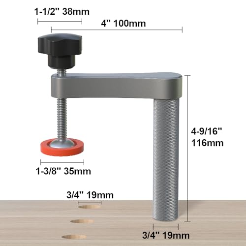 Image of Bench Dog Clamps 2 Pack, 3 /4 Inch Hold Fast Clamp for Woodworking, Adjustable MFT Table Stainless Steel Hold Down Clamps with Protective Pads (19mm)