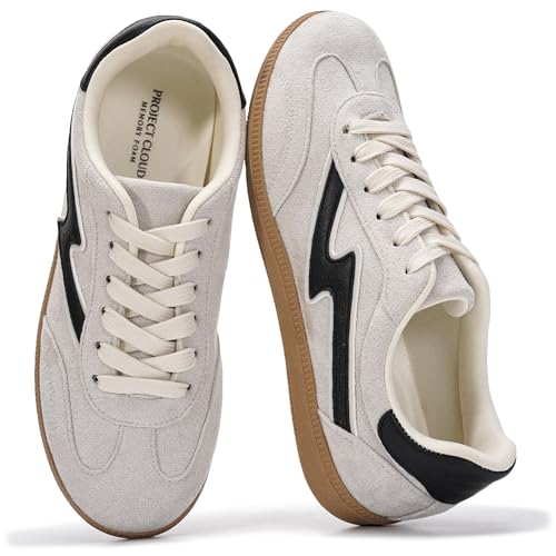 Project Cloud Fashion Sneakers for Women 2026 - Lace-Up Shoes Trendy Women Sneakers with Memory Foam Insole Women's Fashion Sneakers Non-Slip Womens Shoes (Irita, WHITMULT,8.5) Light Grey Multi