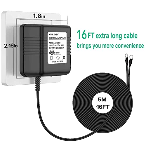 Konlemei Doorbell Power Adapter For Ring, 24V Universal Transformer Compatible With Multiple Types,16Ft/5M,24V #TOP4