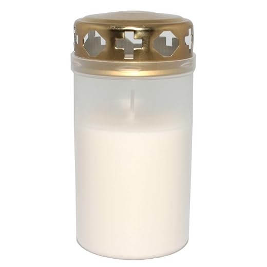 S&S-Shop 50 Grave Candles No. 3 with Gold Lid – White