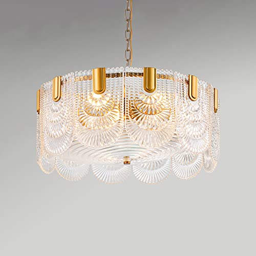 Lustre postmoderne en verre de c festonné d'architecte et structure en laiton