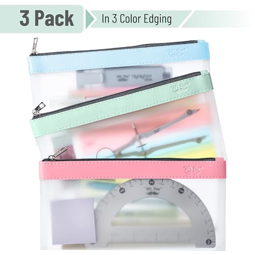 Image of Mr. Pen- Clear Pencil Pouch, 8.50 inchx4.25 inch, 3 Pack, Durable TPU Material | Medium Water-Resistant Pencil Bags with Smooth Zipper, Multipurpose Clear Pouch for Stationery, School, Office
