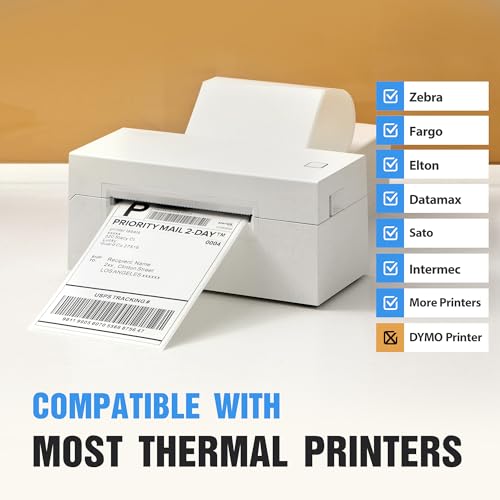 LuckyGuard Fanfold 4\" x 6\" Direct Thermal Labels 4000 Thermal Printer Paper 8 Stacks Shipping Labels