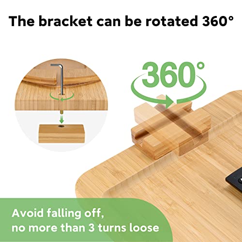 Sinwant Bamboo Sofa Tray Table Clip On Side Table For Wide Couches Arm, Foldable Couch Tray With 360° Rotating Phone Holder, Armrest Table For Eating/Drinks/Snacks/Remote/Control #TOP2