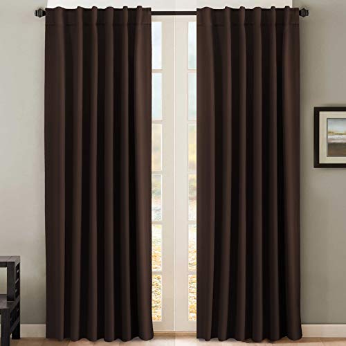 H.versailtex Blackout Curtains Thermal Insulated Window Treatment Panels Room Darkening Blackout Drapes For Living Room Back Tab/Rod Pocket Bedroom Draperies, 52 X 84 Inch, Chocolate Brown, 2 Panels #TOP4