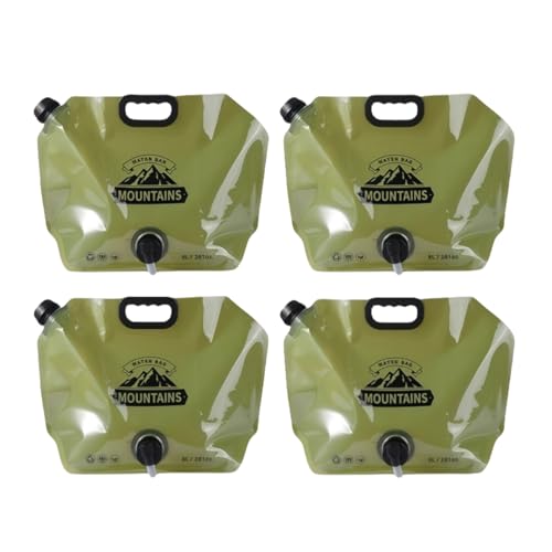 Vyloky Pack of 2/3/4 Foldable Water Bag 8L 41 x 31 cm with Tap and Water Level Marking, 105 g Ultralight, 35 mm Inlet, Temperature Resistant from 0-60°C, Waterproof, for Outdoor Camping (1)