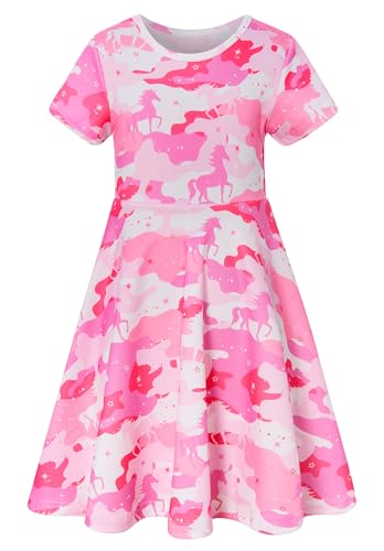 Robe d'été mi-longue décontractée pour petite fille de 4 à 9 ans avec des manches courtes