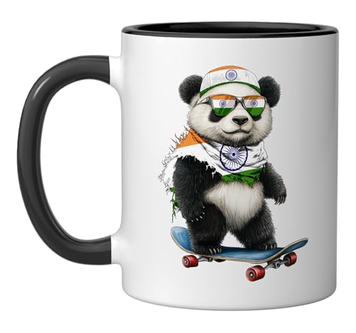 Indian Flag American US Flags Panda Heritage India Ceramic Mug,