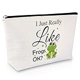 Frog Lover Gift for Girls Makeup Bag Frog Gift for Women Frog Themed Gift Animal Lover Gift for Teen Cosmetic Bag Inspirational Gift for Sister Friends Birthday Graduation Gift Travel Cosmetic Pouch