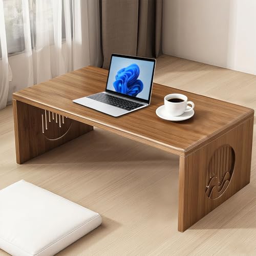 Ekjkldo Folding Floor Coffee Table Japanese Folding Low Table for Sitting On The Floor Foldable Bamboo Coffee Table for Living Room Sitting Tea Meditation Dining Tatami 39.4 Inch