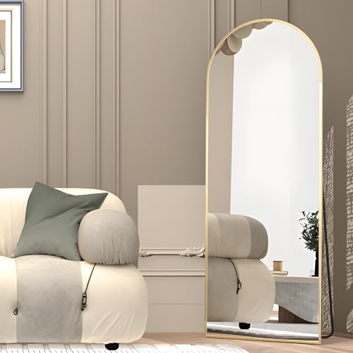 Miniatura 2 de Neuweaby Arqueado Espejo De Cuerpo Entero, 162x53cm Espejo De Suelo Arqueado Con Soporte, Espejo De Pared Grande, Dorado Colgado De Pie O Apoyado Contra La Pared Para Entrada De Dormitorio