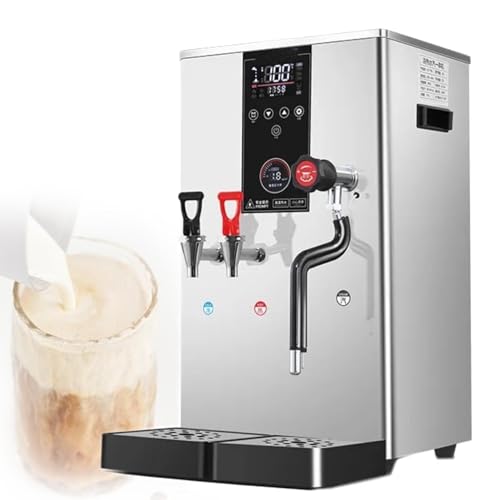 Espumador de leche de grado comercial y dispensador de agua caliente con tanque de acero inoxidable, alivio de presión automático y pantalla LED para uso profesional
