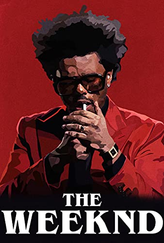 Bharat Udyog The Weeknd Poster - Red Background Music Artists Wall Sticker 300 Gsm Art Card Paper Print Artwork Printed (13x19 inch)