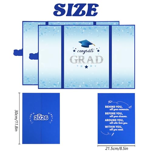 Image of Vlipoeasn 2PCS Graduation Guest Book Alternative, Blue Silver Class of 2026 Graduation Party Decorations, Graduation Signature Book for 2026 College High School, Unique Graduation Gifts for Friends