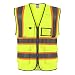 SHORFUNE High Visibility Safety Vest with Pockets, Mic Tab, Reflective Strips and Zipper, Yellow, ANSI/ISEA Standards, L