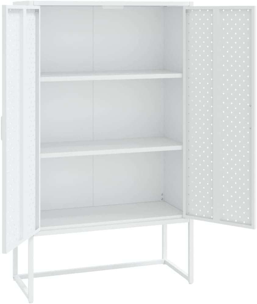 Highboard White,File Cabinet,School Storage Cabinet,Multi-Function Cabinet,Modern Style,Accent Cabinet,for Office Staff,Home Sundries,Gym,School,Kid Room,31.5"x13.8"x53.1" Steel