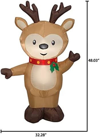 holidaytime Cute Reindeer Greeter Christmas Yard Inflatable 4' ft, brown (6757)