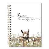 JRTW Live like Someone Left the Gate Open Alpaca Notebook, Inspirational Alpaca Llama Gifts Notebooks for School Work College, Farm Cottagecore Animal a5 Spiral Notebook Journal for Women