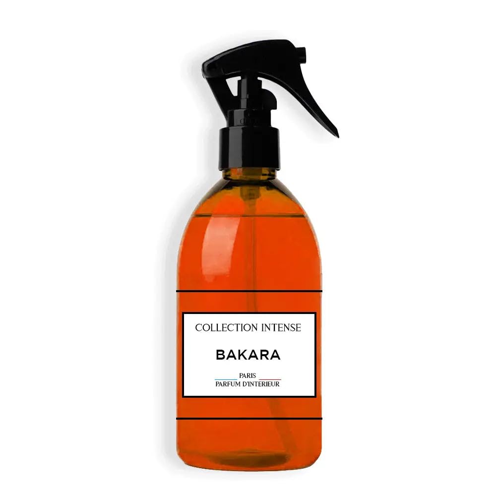 Bakara Spray Textile et Désodorisant d'Intérieur, Collection Intense, Parfum Ambré Épicé, 250 ml, pour Maison, Rideaux et Canapés