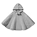 JSTEX Girls Poncho Sweater Cable Knit Cape Girl Hooded Pullover Sweater Holiday Kids Shawl Wrap for 6-12 Grey