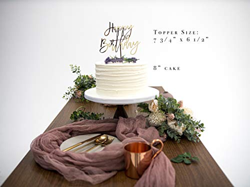 Ls Designs Happy Birthday Cake Topper Acrylic Large Cake Topper 7 3/4 Inches X 6 1/2 Inches Full Acrylic Birthday Cake Birthday Cupcake Party Decoration Versatile Cake Topper (Gold Mirror Acrylic) #TOP3