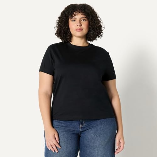 Amazon Essentials Women's Relaxed-Fit Cotton Crewneck T-Shirt, Black, Large - 5