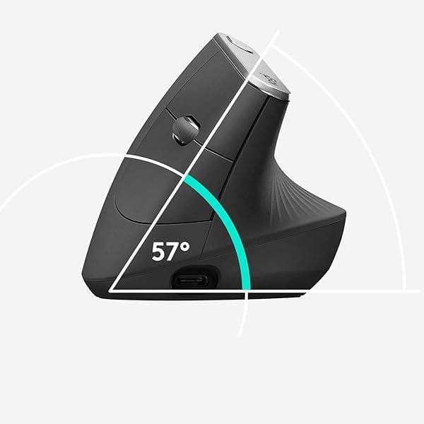 Vertical Mouse Ergonomico Avanzato, 4000 DPI, Wireless RF 2.4 GHz e Bluetooth, Ricaricabile USB-C, 4 Pulsanti Programmabili, Graphite