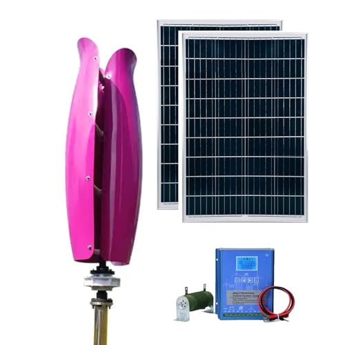 OLONETO 5KW Tulip Type Wind Turbine 12v 24v 48v Vertical Axis Wind Turbine Set Breeze Start Wind and Solar Complementary Power Generation System (Color : Purple, Size : 24V)