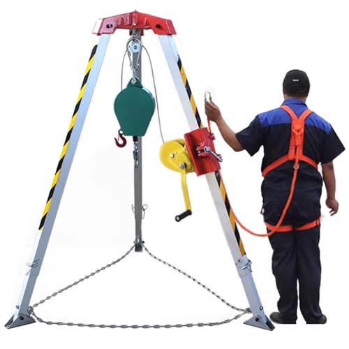 Genérico Equipo de Rescate con trípode de elevación, Equipo de Rescate con trípode de elevación, trípode para Espacios confinados de alcantarillado de pozos con Altura Ajustable, Kit de trípode de re
